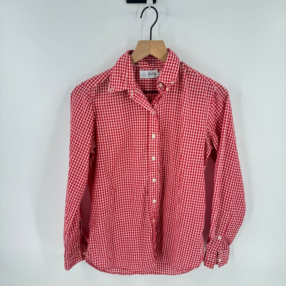 Gentry Button Down Shirt Red 10 Gingham Check Long Sleeve Americana‎ Heritage